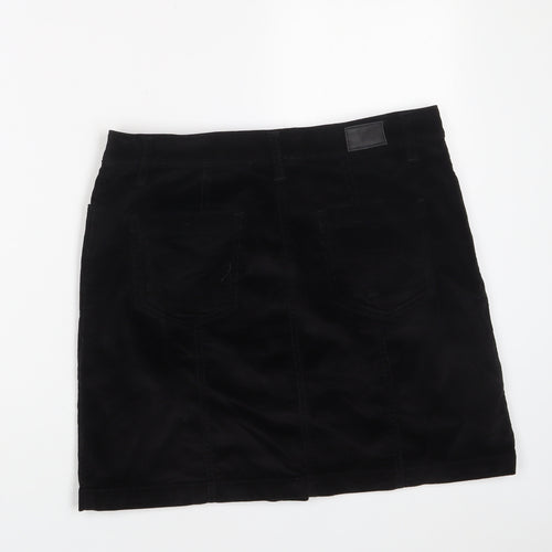 NEXT Womens Black Cotton A-Line Skirt Size 12 Zip