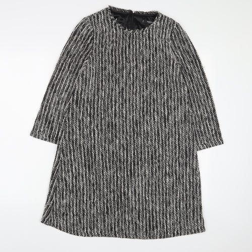 Mango Womens Grey Polyester Jumper Dress Size S Crew Neck Zip