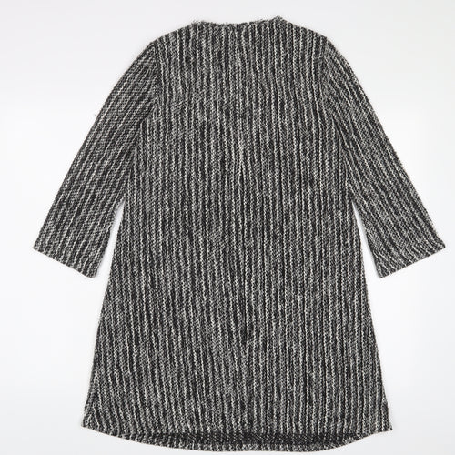 Mango Womens Grey Polyester Jumper Dress Size S Crew Neck Zip