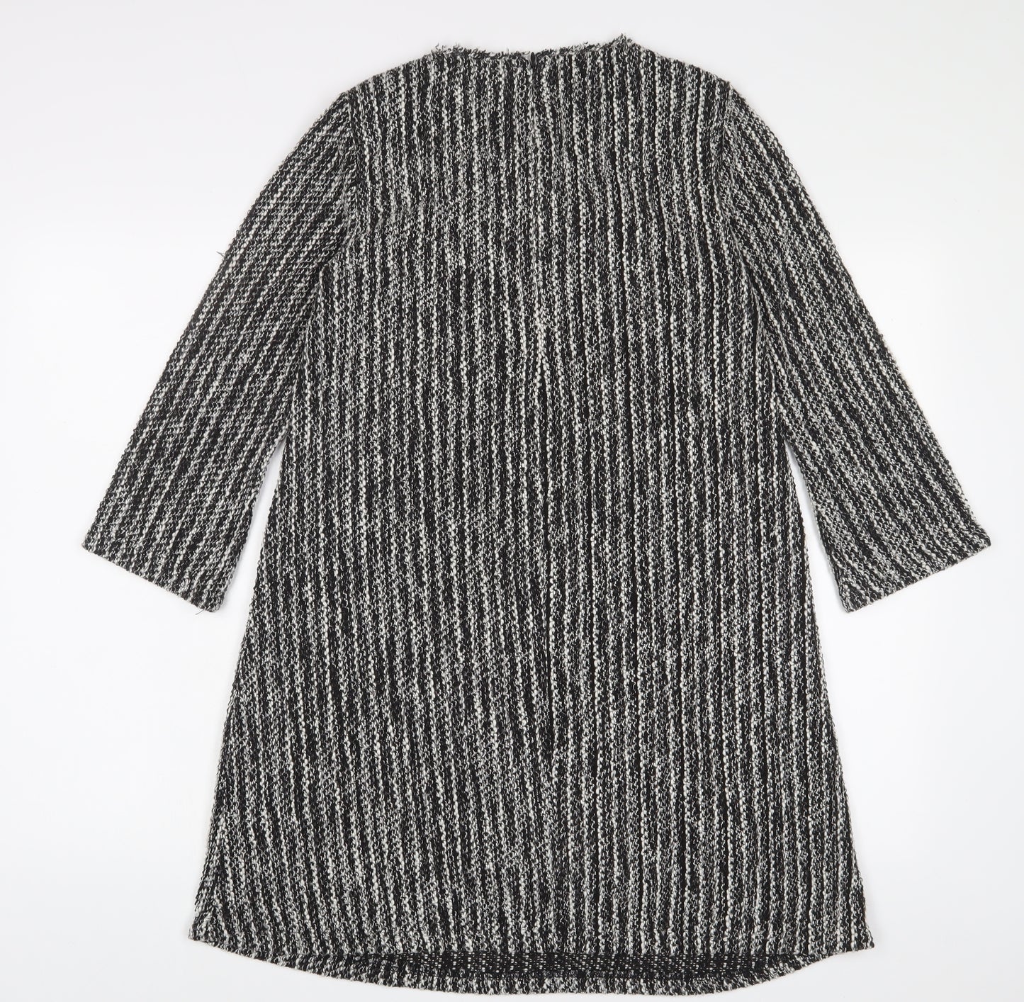 Mango Womens Grey Polyester Jumper Dress Size S Crew Neck Zip