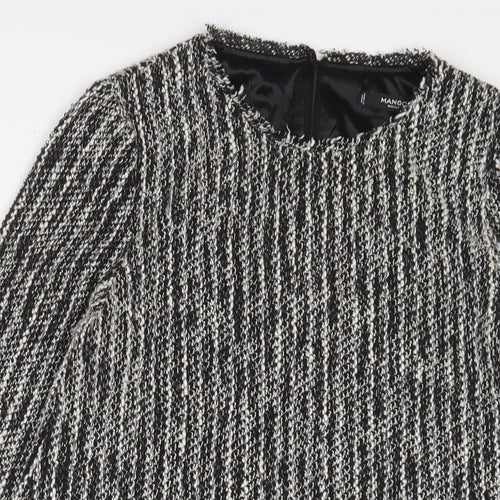 Mango Womens Grey Polyester Jumper Dress Size S Crew Neck Zip