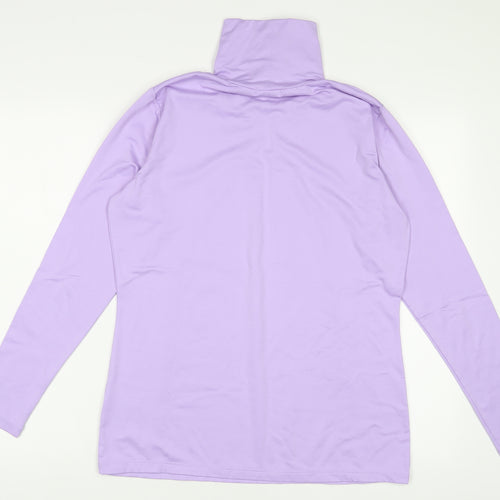 Green Lamb Womens Purple Polyester Basic T-Shirt Size 14 High Neck - Pleated