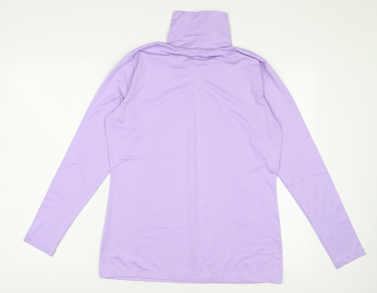 Green Lamb Womens Purple Polyester Basic T-Shirt Size 14 High Neck - Pleated