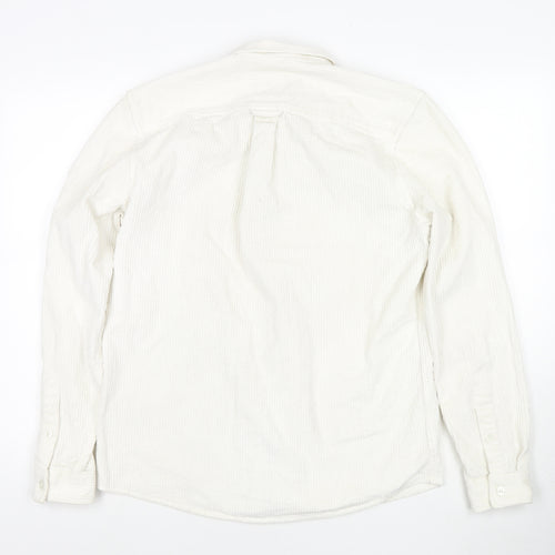 River Island Mens White Cotton Button-Up Size M Collared Button