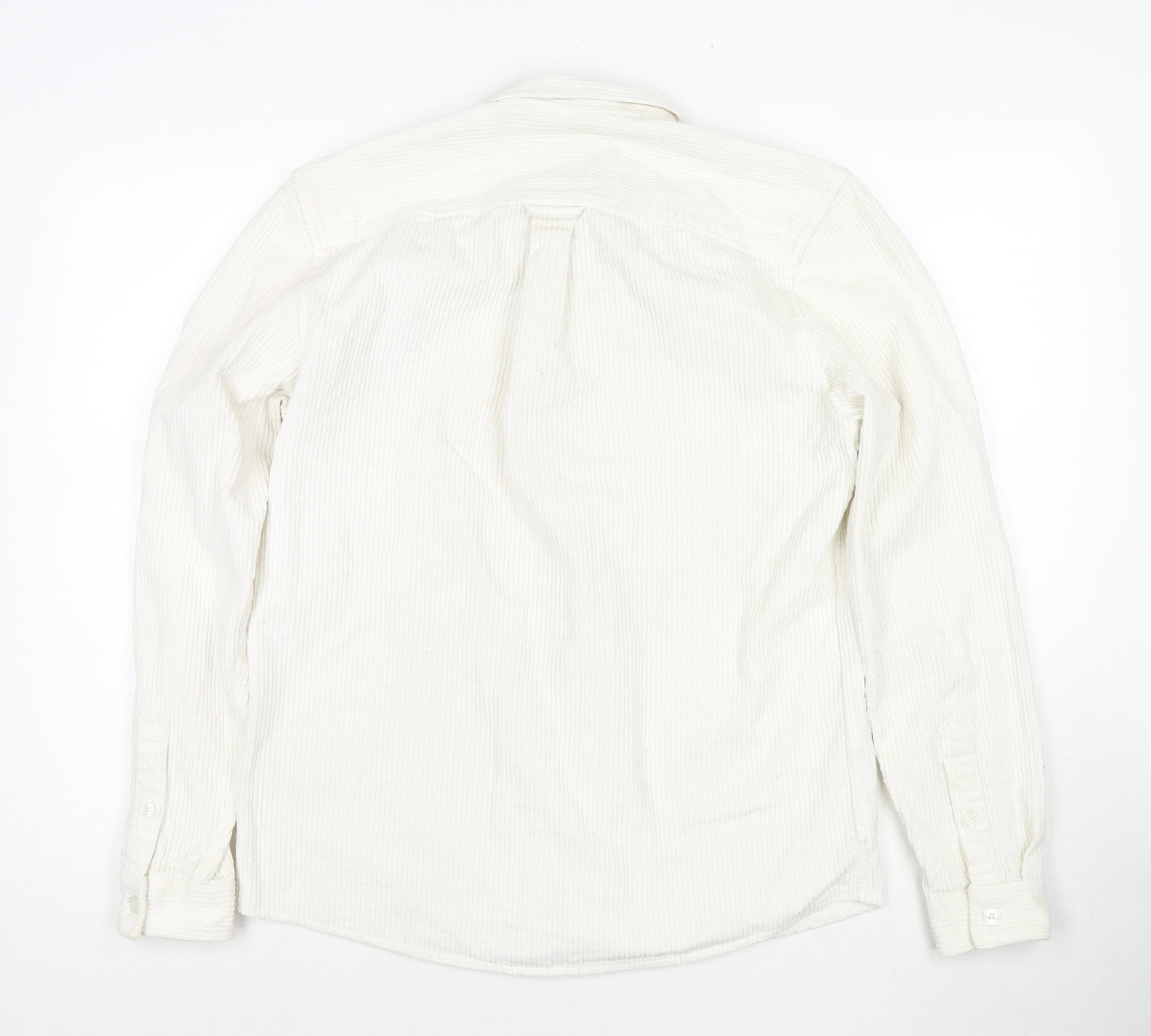 River Island Mens White Cotton Button-Up Size M Collared Button