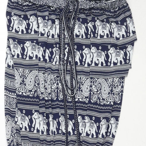 Dabutong Womens Blue Geometric Polyester Playsuit One-Piece Size M L3 in Pullover - Size M/L