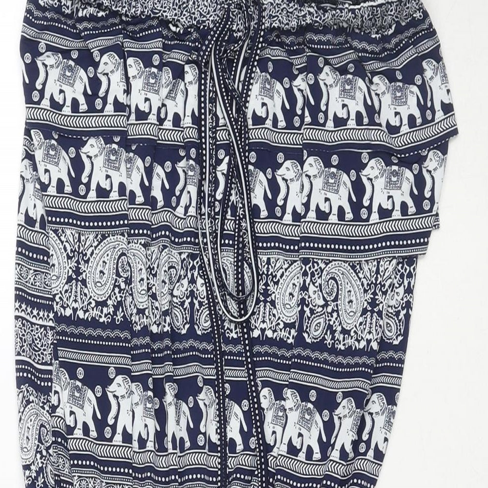 Dabutong Womens Blue Geometric Polyester Playsuit One-Piece Size M L3 in Pullover - Size M/L