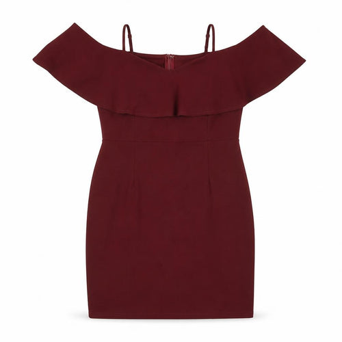 PARISIAN SIGNATURE Womens Red Polyester A-Line Size 14 Off the Shoulder Zip