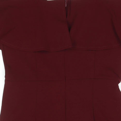 PARISIAN SIGNATURE Womens Red Polyester A-Line Size 14 Off the Shoulder Zip