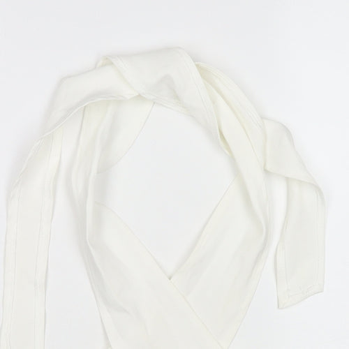 Missguided Womens White Polyester Wrap Tank Size 10 Halter - Cropped