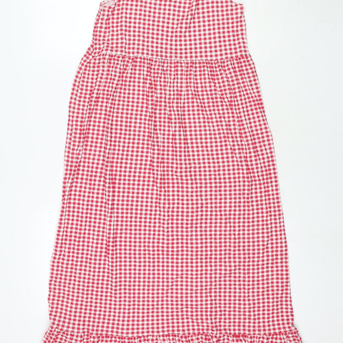 Boohoo Womens Red Check Viscose Maxi Size 8 Square Neck Pullover