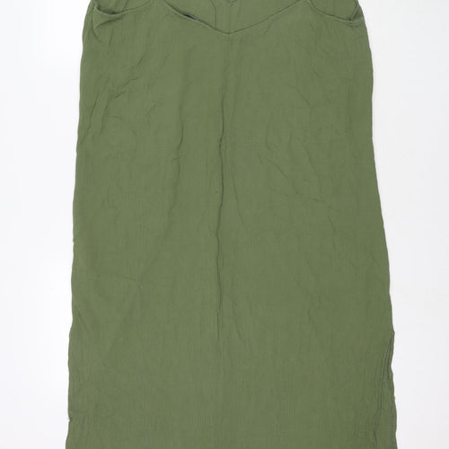 Marks and Spencer Womens Green Viscose Tank Dress Size 16 V-Neck Pullover