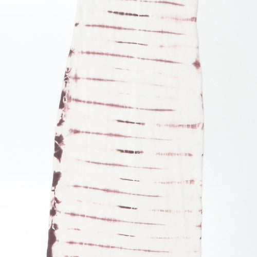 Weekday Womens White Colourblock Cotton Bodycon Size XS Round Neck Pullover - Tie-dye
