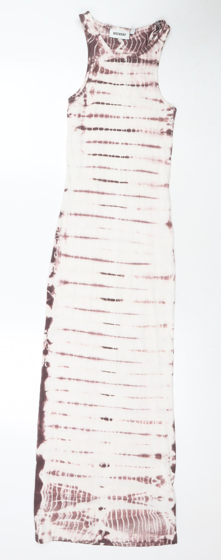 Weekday Womens White Colourblock Cotton Bodycon Size XS Round Neck Pullover - Tie-dye