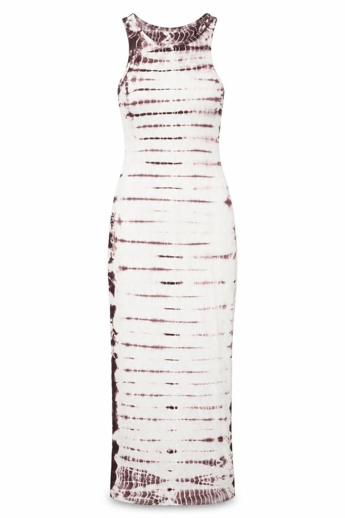 Front view of Weekday women’s white colourblock cotton bodycon, size XS, round neck pullover - tie-dye