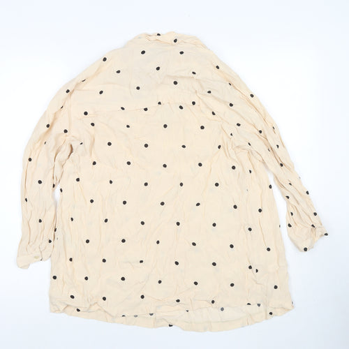 NEXT Womens Beige Polka Dot Viscose Basic Blouse Size 14 Round Neck