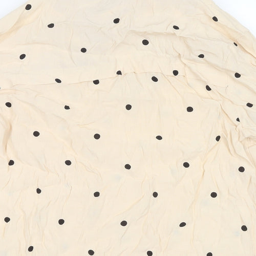 NEXT Womens Beige Polka Dot Viscose Basic Blouse Size 14 Round Neck