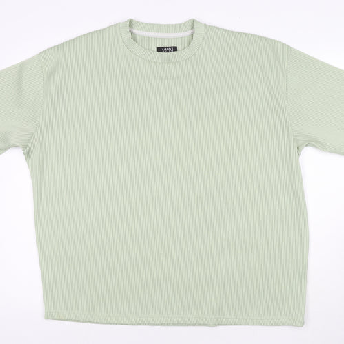 Boohoo Mens Green Polyester T-Shirt Size M Round Neck