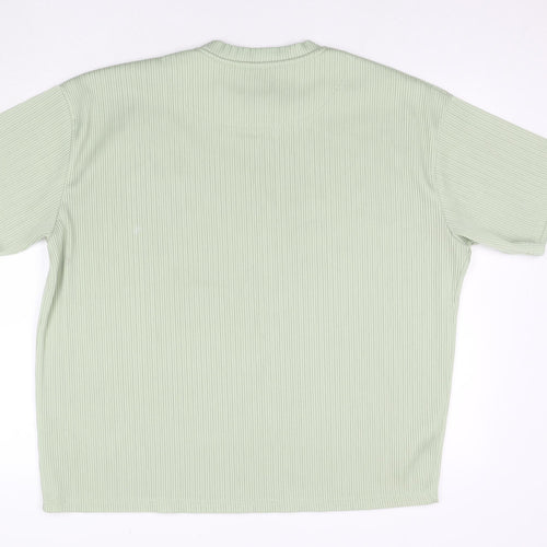 Boohoo Mens Green Polyester T-Shirt Size M Round Neck