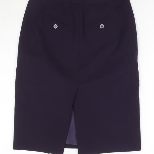Per Una Womens Blue Polyester Straight & Pencil Skirt Size 8 Zip
