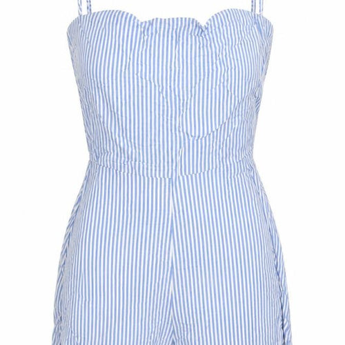 Divided by H&M Womens Blue Striped Viscose Playsuit One-Piece Size 4 Zip