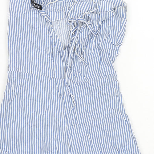 Divided by H&M Womens Blue Striped Viscose Playsuit One-Piece Size 4 Zip
