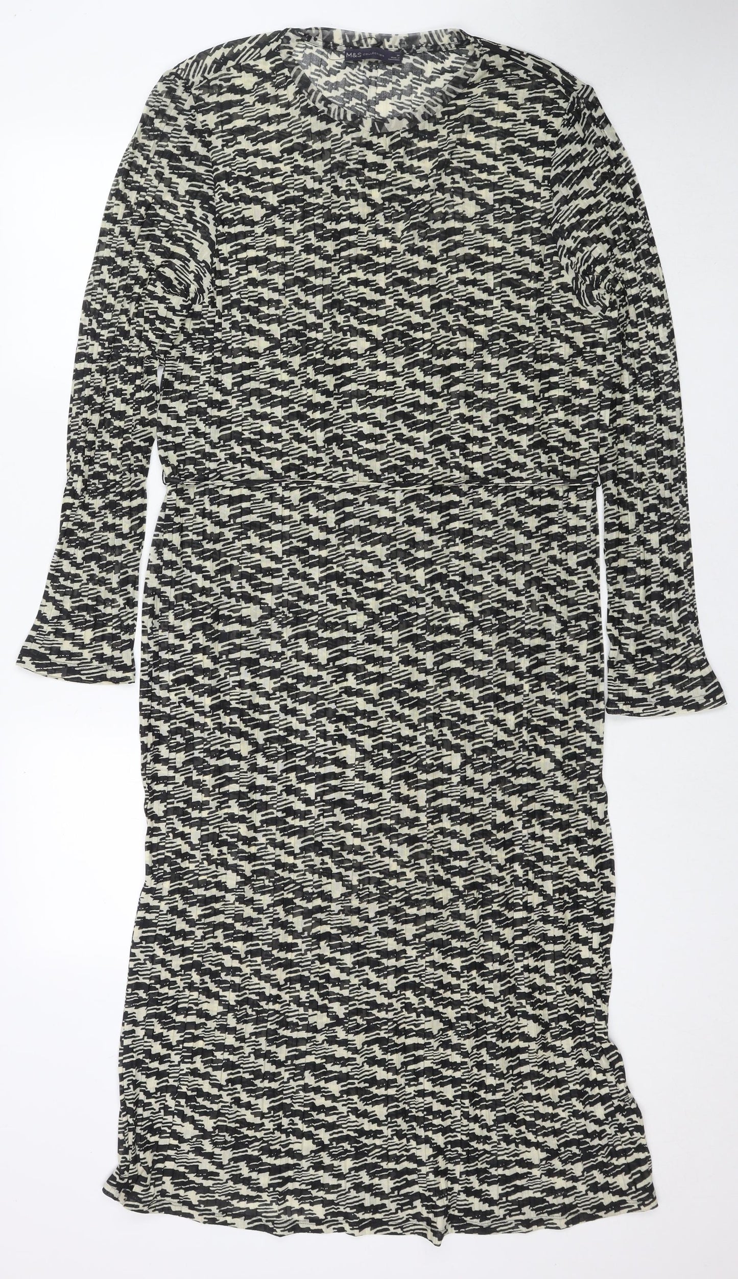 Marks and Spencer Womens Black Geometric Polyester Maxi Size 20 Round Neck Pullover