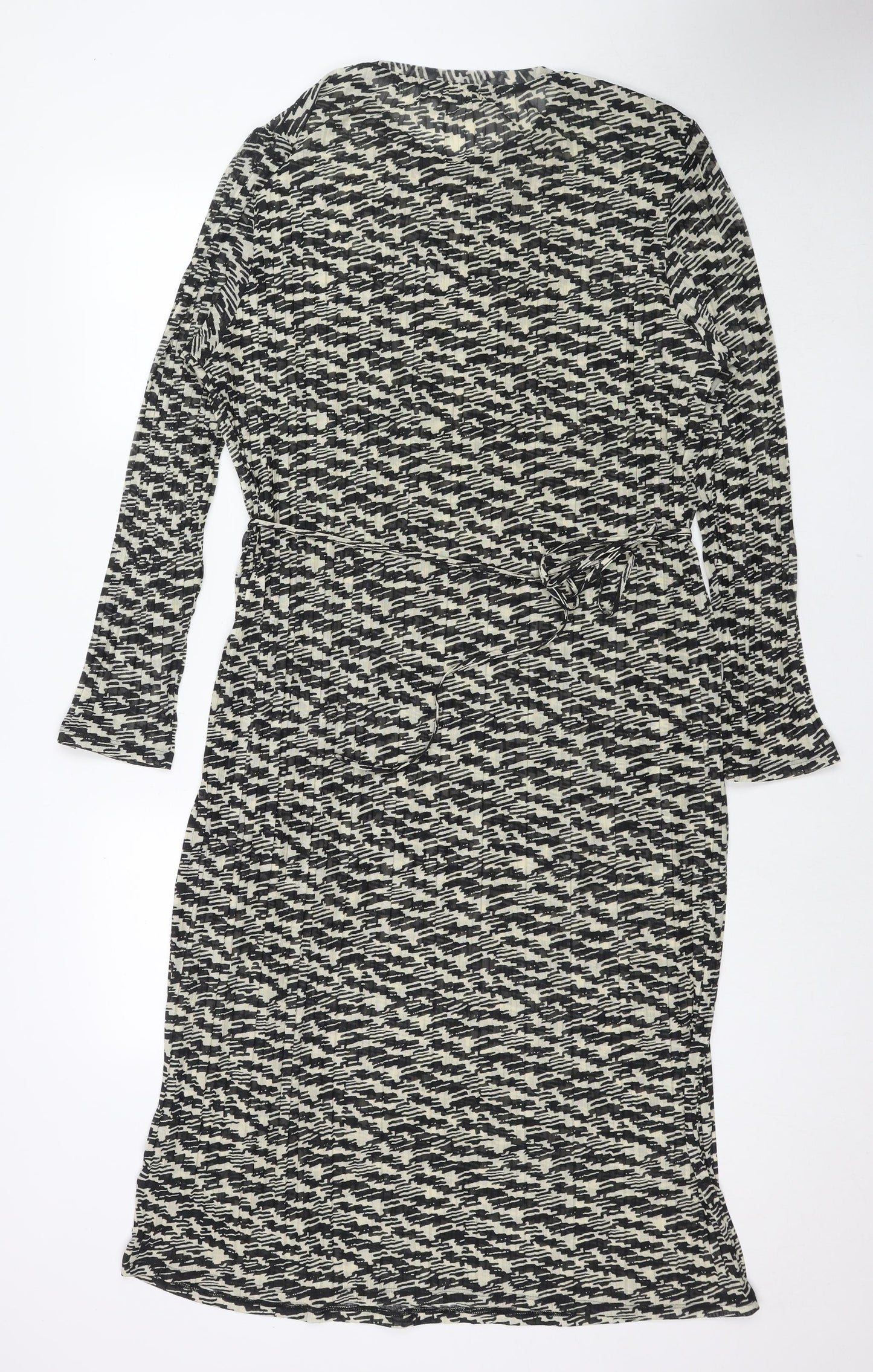 Marks and Spencer Womens Black Geometric Polyester Maxi Size 20 Round Neck Pullover