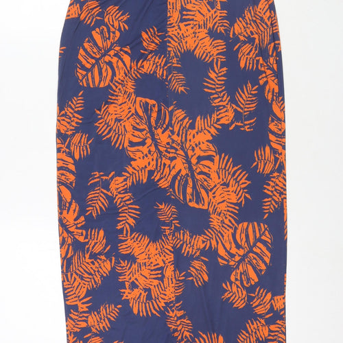 Boohoo Womens Blue Floral Polyester Maxi Size 8 Off the Shoulder Pullover - Strapless