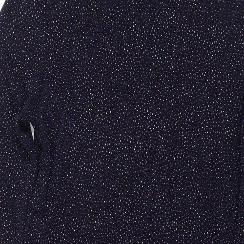 Warehouse Womens Blue Nylon Fit & Flare Size 14 Mock Neck Tie - Glitter Detail