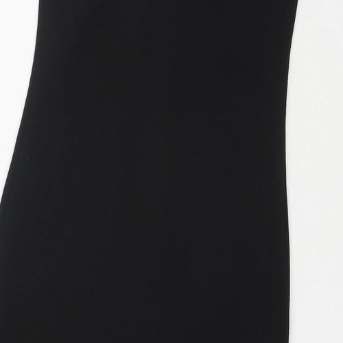PRETTYLITTLETHING Womens Black Polyester Bodycon Size 8 Off the Shoulder Pullover - Side Slit(s)