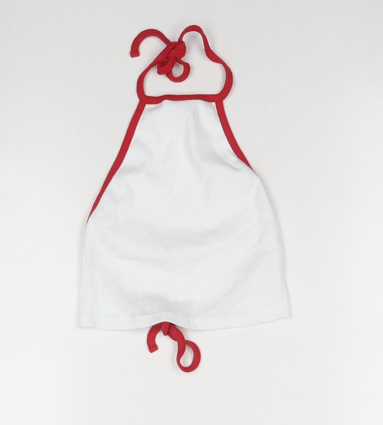 ASOS Womens White Cotton Cropped Tank Size 6 Halter
