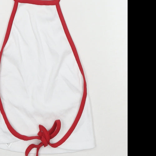 ASOS Womens White Cotton Cropped Tank Size 6 Halter