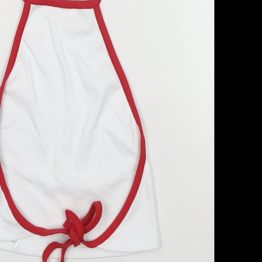 ASOS Womens White Cotton Cropped Tank Size 6 Halter