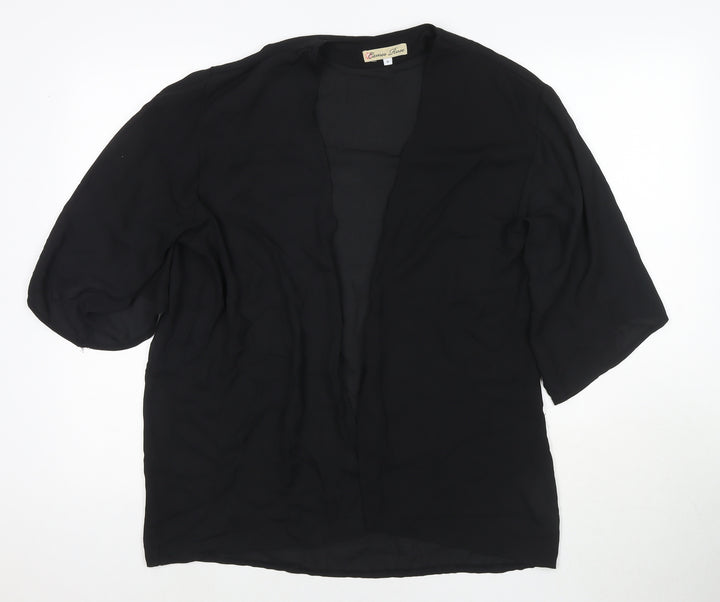 Cameo Rose Womens Black V-Neck Polyester Cape Jumper Size 8