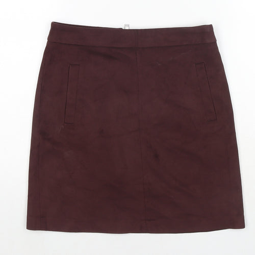 Dorothy Perkins Womens Brown Viscose A-Line Skirt Size 6 Zip