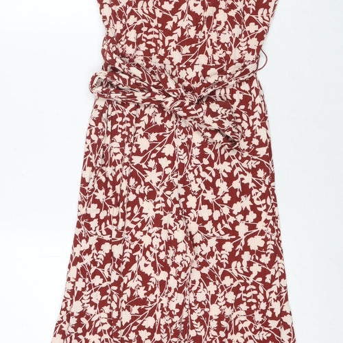 Mango Womens Red Floral Polyester Jumpsuit One-Piece Size S L22 in Pullover