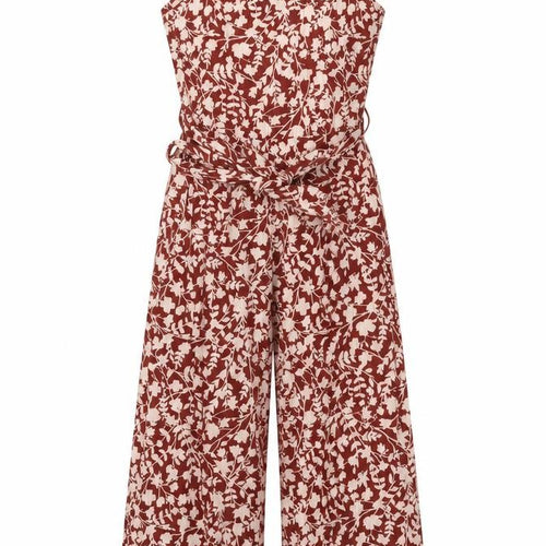 Mango Womens Red Floral Polyester Jumpsuit One-Piece Size S L22 in Pullover