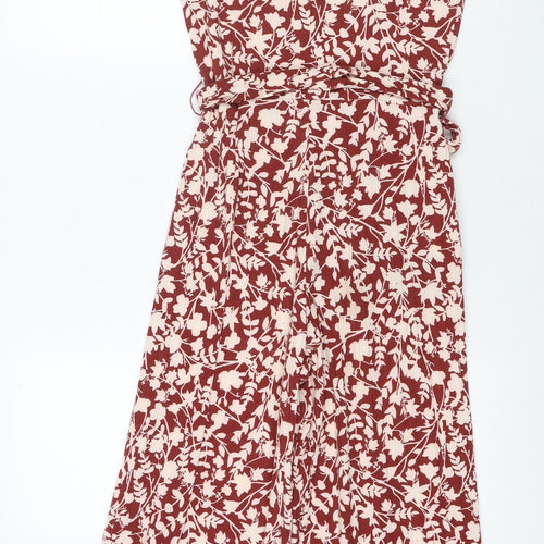 Mango Womens Red Floral Polyester Jumpsuit One-Piece Size S L22 in Pullover