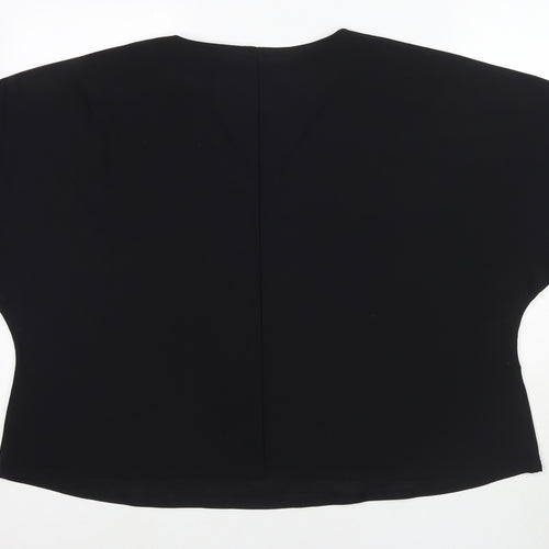 Label Be Womens Black Polyester Basic T-Shirt Size 26 Round Neck