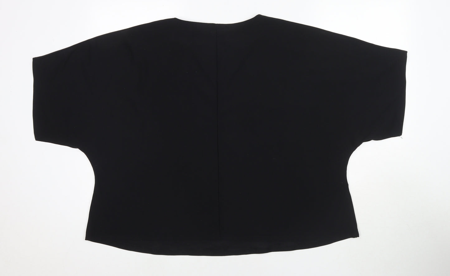 Label Be Womens Black Polyester Basic T-Shirt Size 26 Round Neck