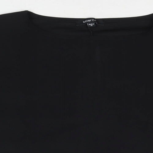 Label Be Womens Black Polyester Basic T-Shirt Size 26 Round Neck