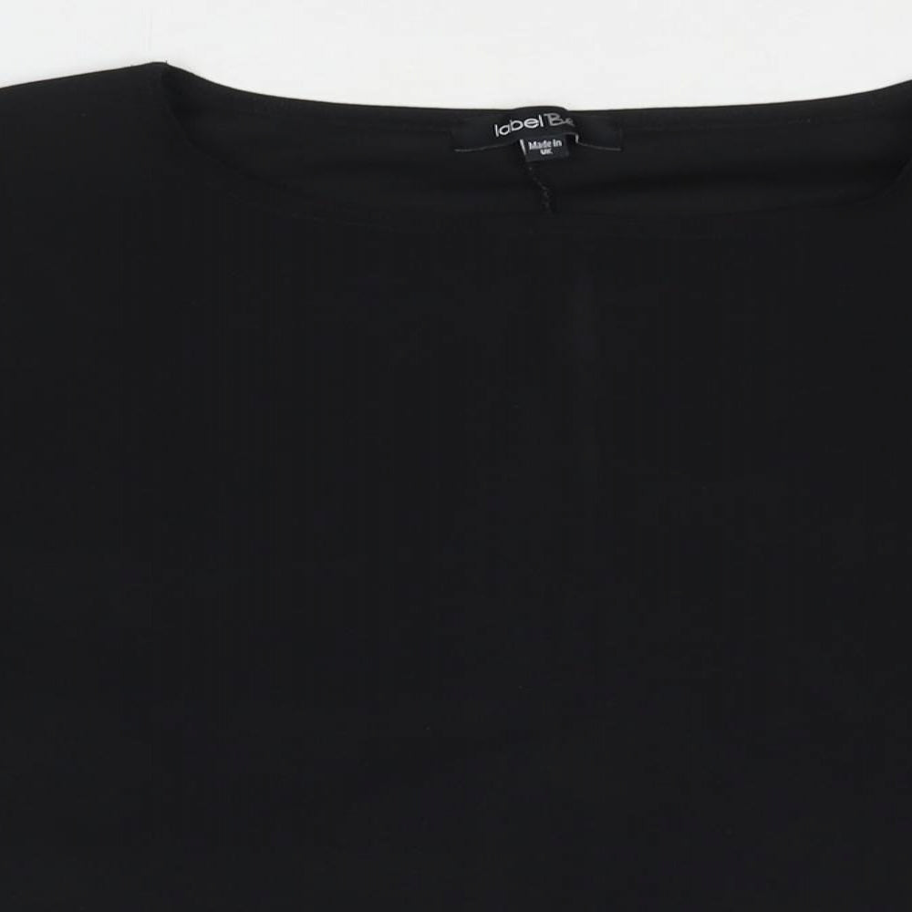 Label Be Womens Black Polyester Basic T-Shirt Size 26 Round Neck