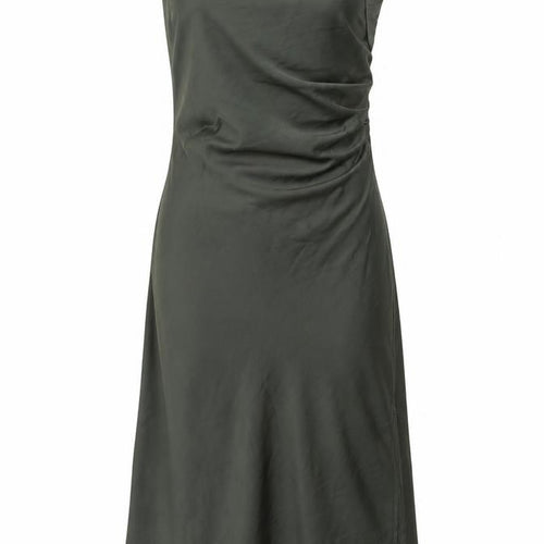 Zara Womens Green Polyester Slip Dress Size S Cowl Neck Zip - Side Slit(s)