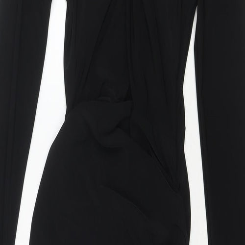 PRETTYLITTLETHING Womens Black Polyester Maxi Size 6 Round Neck Pullover