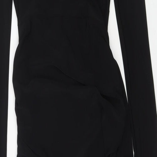 PRETTYLITTLETHING Womens Black Polyester Maxi Size 6 Round Neck Pullover