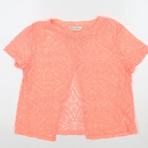 Miss Selfridge Womens Pink Floral Polyester Basic T-Shirt Size 6 Round Neck