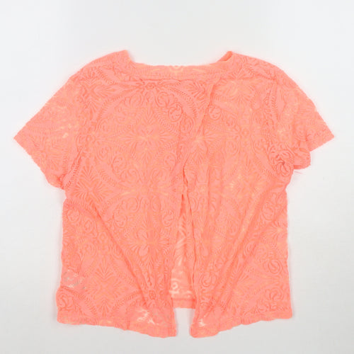 Miss Selfridge Womens Pink Floral Polyester Basic T-Shirt Size 6 Round Neck