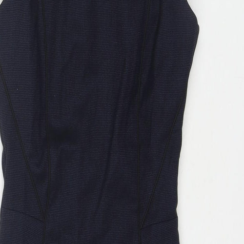 H&M Womens Blue Polyester A-Line Size 6 Round Neck Zip