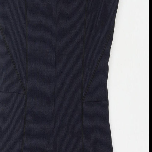 H&M Womens Blue Polyester A-Line Size 6 Round Neck Zip